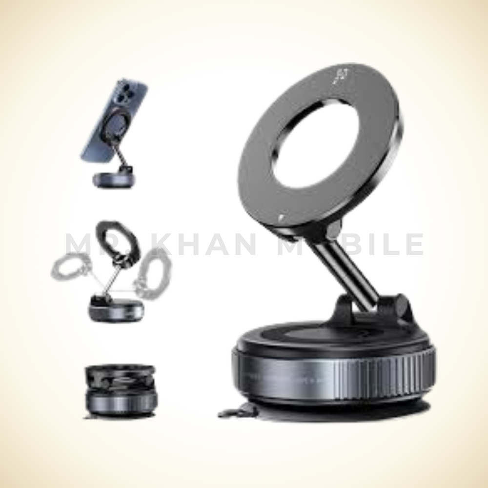 Foldable Adjustable Vacuum Magnetic Phone Holder for Car, Strongest Suction Cup Phone Mount Holder 360 Degree Rotation