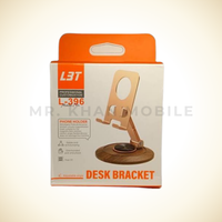 L3T L-396 Foldable Phone Holder Desk Bracket, Adjustable Angle, Portable Storage, Wood Base