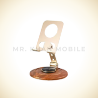 L3T L-396 Foldable Phone Holder Desk Bracket, Adjustable Angle, Portable Storage, Wood Base