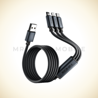 SMASH | R-2015 - 3 in 1 Cable Smash Cable  TYPE C-Android-iOS 2.4Amp Braided Shield Cable